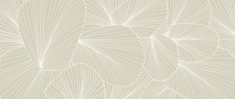 Botanical leaf line art background vector. Luxury natural hand drawn foliage, petal pattern design in minimalist linear contour simple style. Design for fabric, print, cover, banner, wallpaper. vector