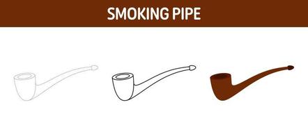 Smoking Pipe tracing and coloring worksheet for kids vector