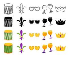 Collection of design elements for Mardi gras vector