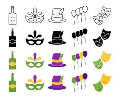 Collection of design elements for Mardi gras vector