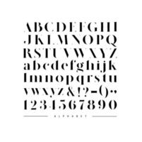 Poster stylish alphabet. Uppercase, lowercase letters and numbers drawing on white color background. vector