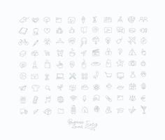 Minimalist linear icons for business drawing with blue lines on white background. vector