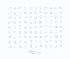 Minimalist linear icons for business drawing with blue lines on white background. vector