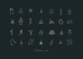 iconos de navidad dibujando a mano estilo boceto sobre fondo oscuro vector