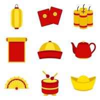 Set of Chinese New Year in flat style vector