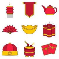 Set of Chinese New Year in flat style vector