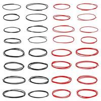 Set of red and black circle line sketch vector