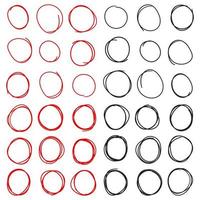 Set of red and black circle line sketch vector