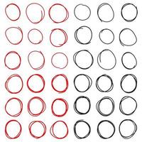 Set of red and black circle line sketch vector