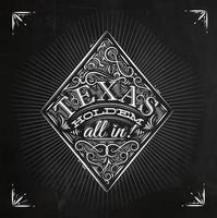 firmar diamantes en Clásico estilo letras Texas holdem todas en dibujo con tiza en el pizarra vector