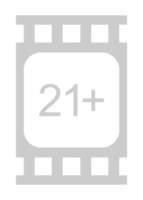 Sign of Adult Only for Eighteen Plus or Twenty One Plus Age in the Filmstrip. Age Rating Movie Icon Symbol for Movie Poster, Apps, Website or Graphic Design Element. Format PNG