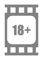 Sign of Adult Only for Eighteen Plus or Twenty One Plus Age in the Filmstrip. Age Rating Movie Icon Symbol for Movie Poster, Apps, Website or Graphic Design Element. Format PNG