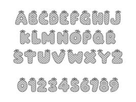 Pineapple font, english letters from A to Z with number 0 to 9 vector