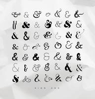 Poster with hand drawn symbol ampersand drawing on crumpled paper background vector