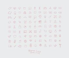 Minimalist linear icons for business drawing with red lines on white background. vector