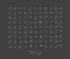 Minimalist linear icons for business drawing with white lines on black background. vector