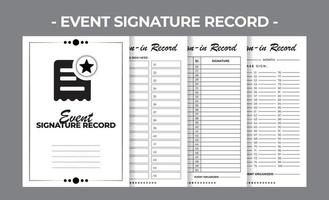 Printable KDP Event Signature Record Book Vector Design Template