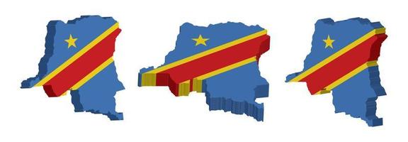 Realistic 3D Map of Democratic Republic of the Congo Vector Design Template