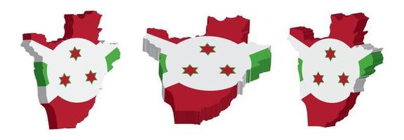 Realistic 3D Map of Burundi Vector Design Template