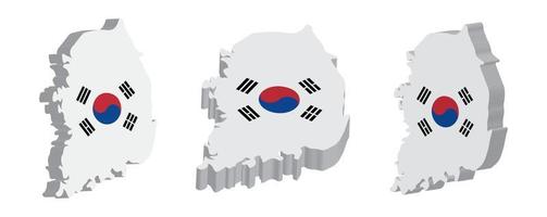 realista 3d mapa de sur Corea vector diseño modelo