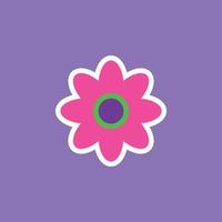 funny groovy playful flower in Y2K style. Hippie trendy flower card vector