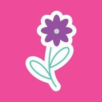 funny groovy playful flower in Y2K style. Hippie trendy flower card vector