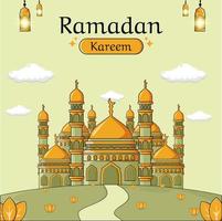 Ramadán kareem islámico saludo tarjeta vector ilustración diseño