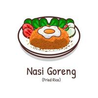 Tasty nasi goreng or fried rice asian food illustration vector