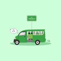 ilustración de coche público transporte en Indonesia vector