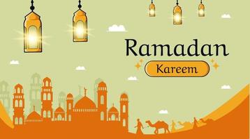 Ramadan kareem banner template islamic art design vector