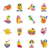 Pack of Pop Flat Stickers vector