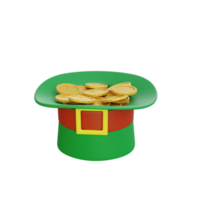 3d rendering of st patrick day hat with gold icon png