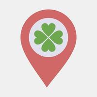 Icon st patricks location pin. St. Patrick's Day celebration elements. Icons in flat style. Good for prints, posters, logo, party decoration, greeting card, etc. vector