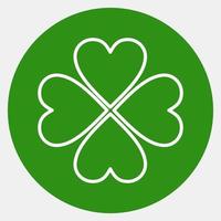 Icon four leaf clover. St. Patrick's Day celebration elements. Icons in green style. Good for prints, posters, logo, party decoration, greeting card, etc. vector