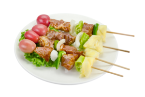 skewer of mixed meat and vegetables isolated png