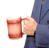 businessman holding a glass of beer isolated png