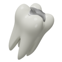 3d dental molar teeth model icon with filling material isolated. dental examination of the dentist, health of white teeth, 3d render illustration png