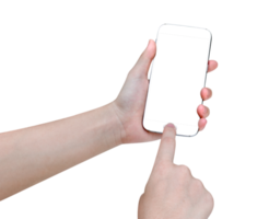 Woman using mobile smart phone isolated png