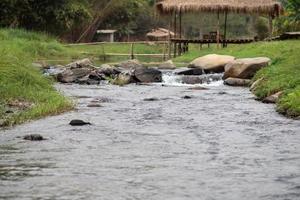 Stone and river at Utaradit, Thailand. photo