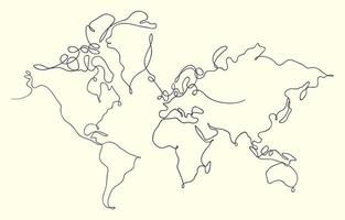 One Line Art World Map vector