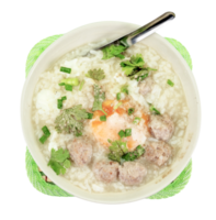 rice porridge with pork meat ball isolated png