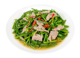 stir-fried pork and garlic chive isolated png