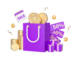 3D rendering e -commerce and business promotional elements png