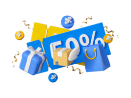 3D rendering online shopping promotion label element png