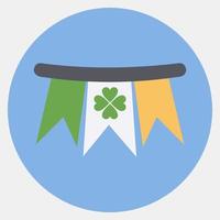 Icon bunting with clover. St. Patrick's Day celebration elements. Icons in color mate style. Good for prints, posters, logo, party decoration, greeting card, etc. vector