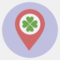 Icon location pin with clover. St. Patrick's Day celebration elements. Icons in color mate style. Good for prints, posters, logo, party decoration, greeting card, etc. vector