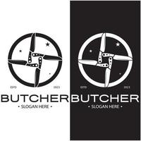 butcher knife vintage logo illustration,chef knife logo template,for business,badges,restaurants,abattoirs,butcher shops,cafes,brands,and knife shops.With modern simple minimalist vector concept.