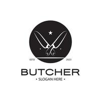 butcher knife vintage logo illustration,chef knife logo template,for business,badges,restaurants,abattoirs,butcher shops,cafes,brands,and knife shops.With modern simple minimalist vector concept.