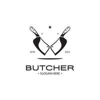 butcher knife vintage logo illustration,chef knife logo template,for business,badges,restaurants,abattoirs,butcher shops,cafes,brands,and knife shops.With modern simple minimalist vector concept.