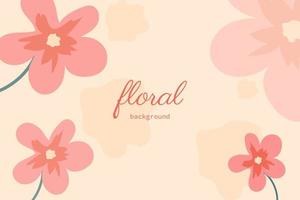 Spring floral vector background. Luxurious wallpaper design with flowers, leaves and spots. Minimalistic pink botanical illustration suitable for banner, poster, web and packaging.